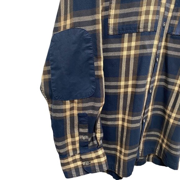 Wrangler ATG™ Men's Plaid Shirt XXL Blue Brown Plaid Button Up Elbow Patch - Picture 9 of 15